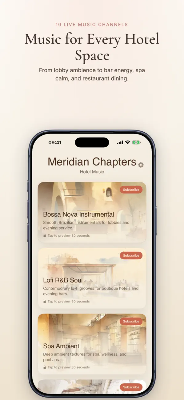 Meridian Chapters channel grid screen