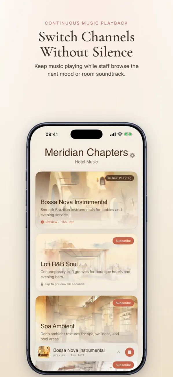Meridian Chapters channel browsing screen