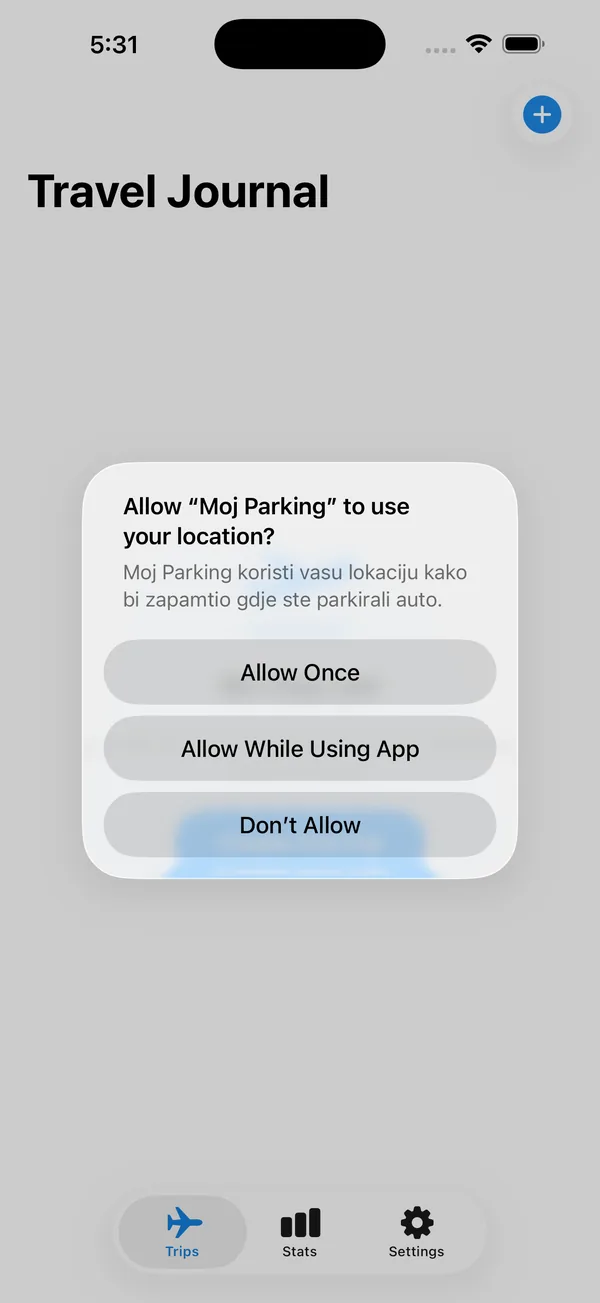 Map view with location tags for each journal entry